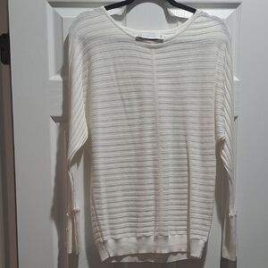New York & Company Cream Striped Sweater